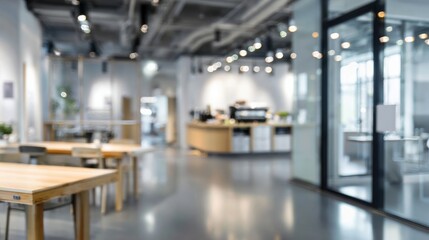 Modern, bright office space with a coffee bar and comfortable seating areas.