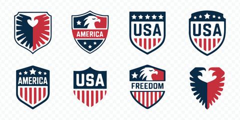 freedom and america: eagle shield logo designs for bold patriotic branding vector