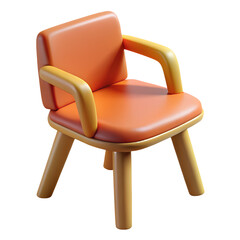 PNG Chair 3D cartoon illustration, cute stylized isolated on transparent background.