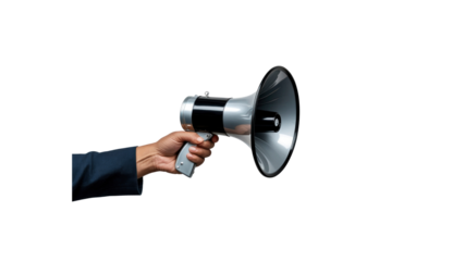 Hand Holding a Megaphone - Announcing, Marketing, Communication Concept