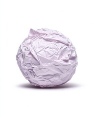 Fototapeta premium A crumpled ball of light purple paper isolated on a white background casting a soft shadow.
