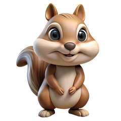 PNG Chipmunk 3D illustration cartoon character, cute stylized animal isolated on transparent background.