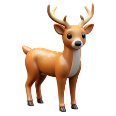 PNG Deer 3D illustration cartoon character, cute stylized animal isolated on transparent background.