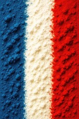 Close up of red white and blue textured surface resembling abstract flag pattern symbolizing national pride patriotism and creative representation of American colors