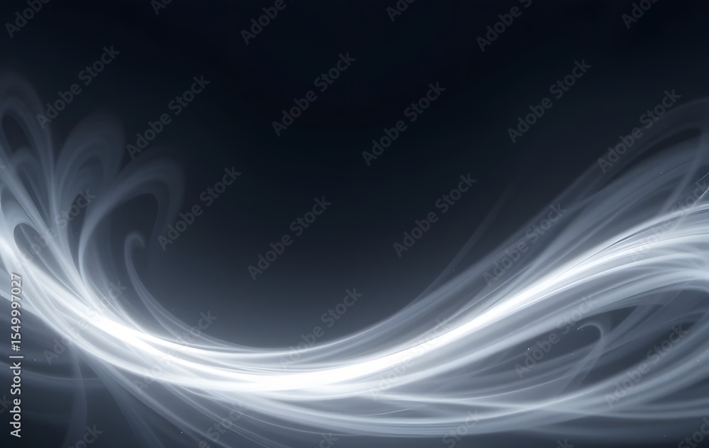Aufkleber Abstract Light Streak On Dark, Motion Design With Bright Gradient, Elegant Curve Effect. A Flowing Silk Illusion, Dynamic Lines Create An Interesting Visual, Transparency Enhances Depth.