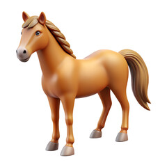 PNG Horse 3D illustration cartoon character, cute stylized animal isolated on transparent background.