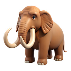 PNG Mammoth 3D illustration cartoon character, cute stylized animal isolated on transparent background.