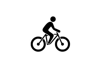 a black silhouette of a person riding a bike bicycle, bike, black, icon, man, person, ride, silhouette , Generative art.