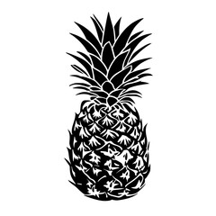 Obraz premium black silhouette of a pineapple on a white background black, icon, pineapple, silhouette , Generative art.