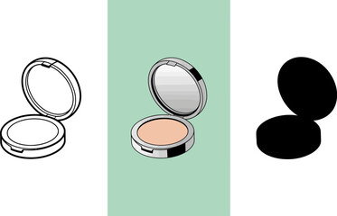 Find your perfect compact powder makeup for flawless skin and a natural look with our beauty products editable stock vector