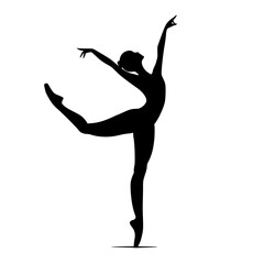 black silhouette of a woman dancing on a white background ballerina, black, dance, girl, silhouette, stand, woman , Generative art.