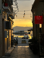 sunset at the port