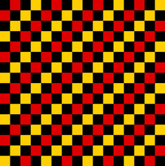 Chessboard-style pattern in Germany flag colors—black, red, and gold. A striking geometric design combining national pride with bold contrast and modern aesthetics. Germany creative design