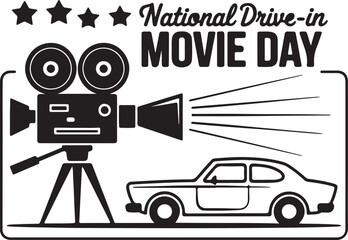 Obraz premium National Drive-in Day Vector Illustration for Nostalgic Events and Promotions