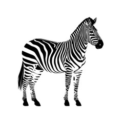 Obraz premium a black and white silhouette of a zebra abstract, black, silhouette, stand, zebra , Generative art.