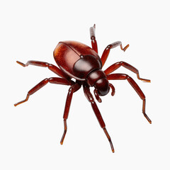 Obraz premium Brown Beetle: A brown beetle with a shiny shell and spindly legs isolated in striking detail.