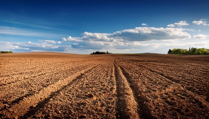 dry field with plowed soil