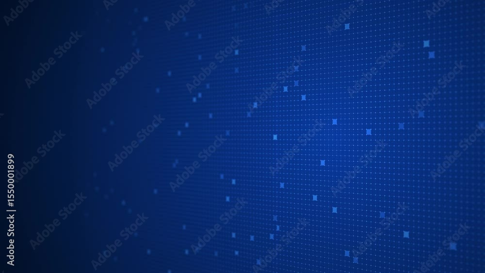 Poster a futuristic blue technology background with glowing squares on a grid. perfect for seamless loop mo