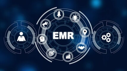 Electronic health record. EHR, EMR. Medicine and healthcare concept. Business, technology, internet and network concept. Digital technology background. - Powered by Adobe