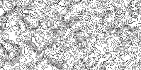  Topographic relief. Background of topographic line contour map, geographic grid map with space for copy.seamless textrue, vintage waves. Panorama view multicolor wave curve. Black Contour relief and 