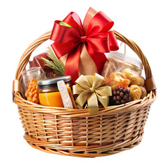 Gourmet Gift Basket isolated on transparent bacckground