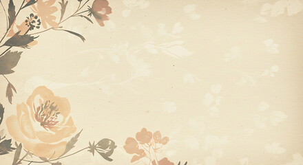 Naklejka premium Vintage Floral Corner Design on Textured Beige Background