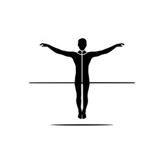 a black silhouette of a man standing on a horizontal bar arm, bar, black, illustration, man, person, silhouette, stand , Generative art.