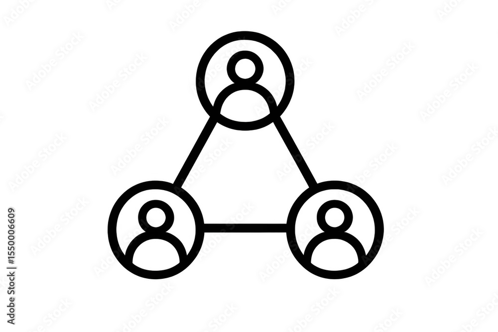 Poster networked human figures connecting symbolically, representing digital communication with clean, simp