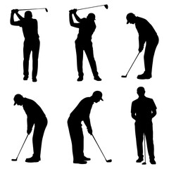 Naklejka premium Silhouettes of golfers in various poses