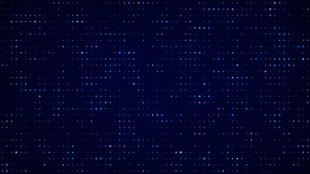 Abstract technology background, data flow, network connection concept. Digital technology grid, glowing lights on dark blue. Server, computer engineering, data science and storage. 