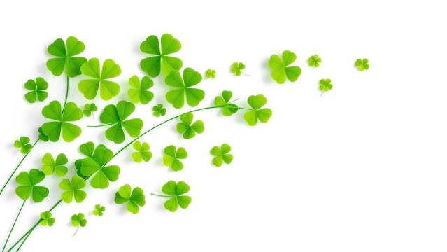 St. Patrick's Day background with a wave of shamrocks white backdrop