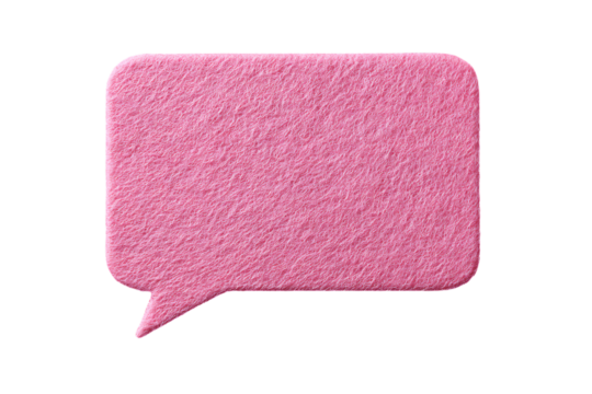 Pink textured speech bubble, blank space for text.