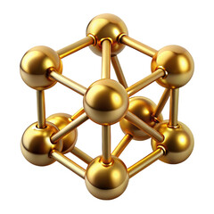 Golden atomic structure molecular model