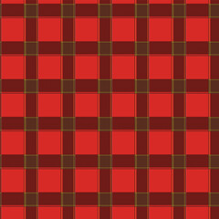 Red and white checkered gingham fabric background with seamless plaid pattern design