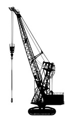 a black silhouette of a crane on a white background black, crane, silhouette , Generative art.
