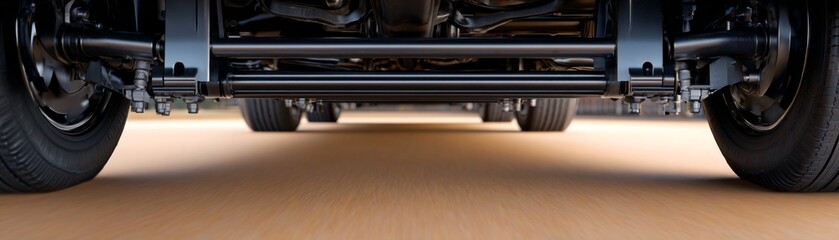 Vehicle underbody inspection automotive workshop image capture industrial environment low angle mechanical insight