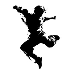 a black and white silhouette of a skateboarder ball, black, man, silhouette, skateboard, skateboarder , Generative art.