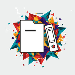 Fototapeta premium Colorful abstract background with file folder and binder illustration 