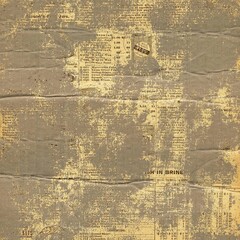 Vintage distressed newspaper texture with worn folds, peeling print, and grunge decay, ideal for retro designs, overlays, scrapbooking, backgrounds, and artistic graphic projects.