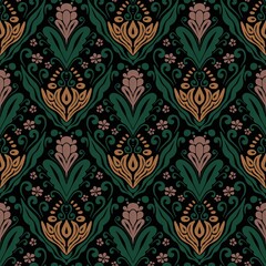 Decorative Damask-Inspired Botanical Design