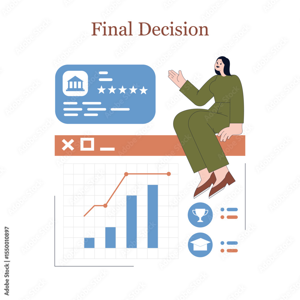 Poster final decision visual overview of data analysis and business insights in detail illustration