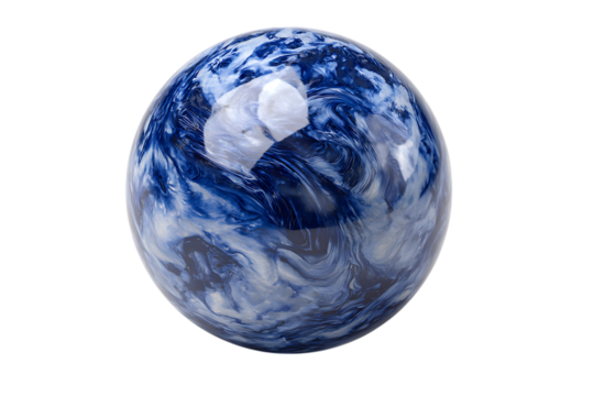 Abstract blue and white marble texture globe. Earth like planet design.