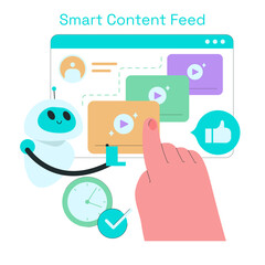 AI-Assisted Content Selection Vector Illustration