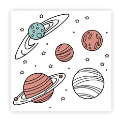 Space and Galaxy Doodle Icons