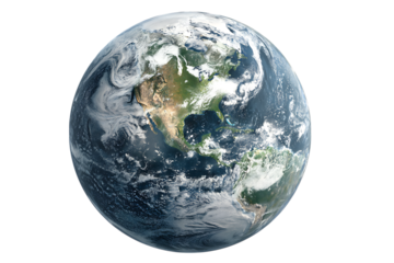 Stunning view of Earth from space, showcasing continents and clouds.