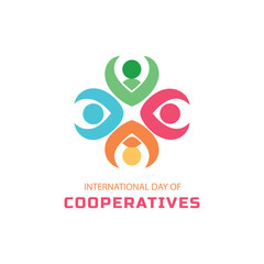 Colorful emblem celebrating the international day of cooperatives promoting teamwork and collaboration