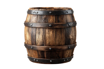 Obraz premium Old wooden barrel isolated on black background.