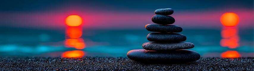 Stacked stones at sunset (1)