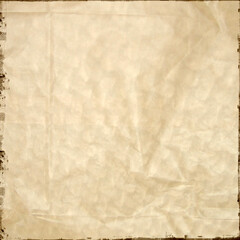 Vintage aged paper texture with crumpled surface, worn edges, and soft sepia tones, perfect for antique designs, scrapbooking, invitations, overlays, journals, and rustic graphic projects.