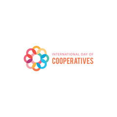 Colorful graphic illustration celebrating the international day of cooperatives with a minimalist design.